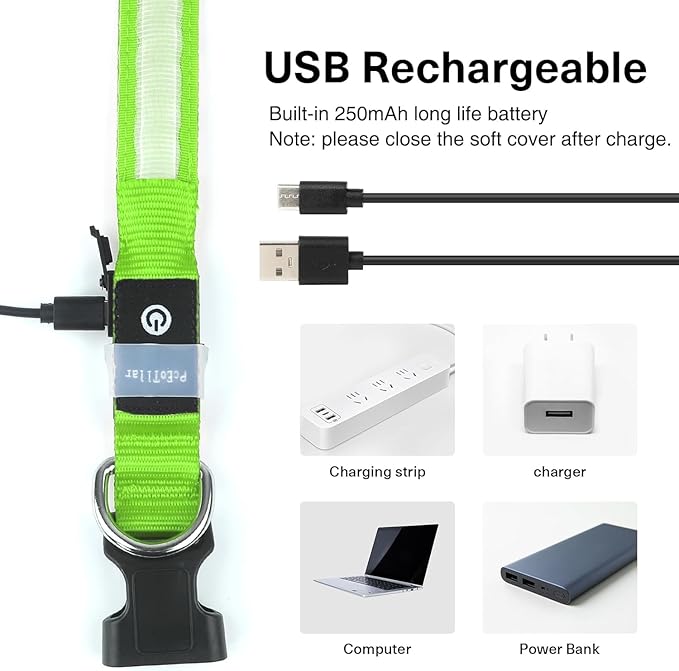 PcEoTllar Light up Dog Collar for Night Walking - LED Dog Collar Light Rechargeable Color Changing, Glow in The Dark Dog Collars Waterproof Glowing Dog Collars for Large Small Medium Dogs-Mewly Pet