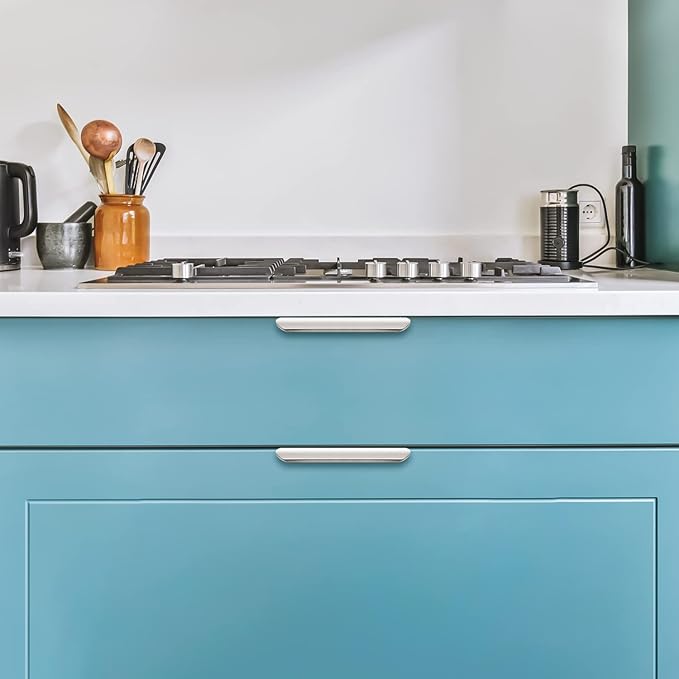 Ravinte Hardware 6 Pack Silver Cabinet Handles, 4.75 Inch (120mm) Finger Edge Pulls, 3.75 Inch Hole Center, Finger Pulls for Cabinets