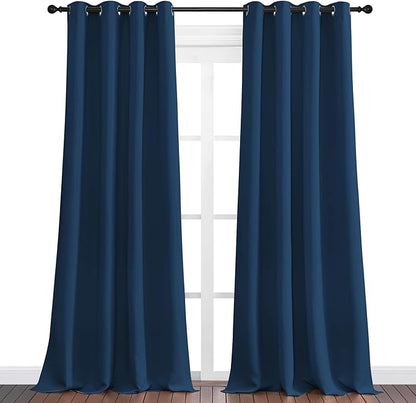 NICETOWN Moroccan Blue Blackout Curtains 90" Long for Office, Dining Room, Guest Room, Sound Reducing Heat and Cold Block Curtain Panels for Modern Room Decorative (55" Wide, 2 Pieces)