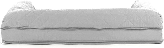 Furhaven Cooling Gel Dog Bed for Large/Medium Dogs w/ Removable Bolsters & Washable Cover, For Dogs Up to 55 lbs - Quilted Sofa - Silver Gray, Large-Mewly Pet
