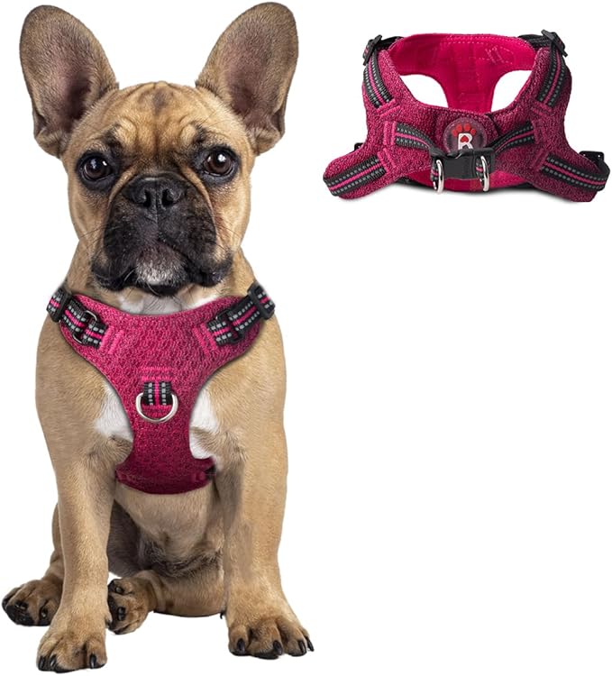 Dog Harness Step in Dog Vest Harness, Reflective Adjustable Puppy No Pull Harness Breathable Soft for Small and Medium Dogs Cats, Pink/Black, S-Mewly Pet