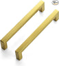 JOY DECOR 12 Pack Cabinet Handles, Gold Cabinet Pulls, 6-1/4 Inch Kitchen Closet Handles Square Drawer Pulls Stainless Steel Drawer Hardware, 160mm Hole Centers