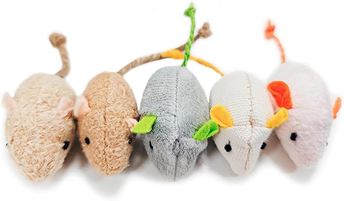 Shudyear cat Toys 5pcs Mouse Toys, Interactive Catnip Animal Toys for Indoor Kittens to Eliminate Boredom for Bored Indoor Cats (5pc)-Mewly Pet