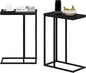 Furinno CAMNUS Side Table Set of 2, C-Shape Sofa End Table for Couch, Metal Frame Night Stand, Bedside Table, for Living Room, Bedroom, Americano