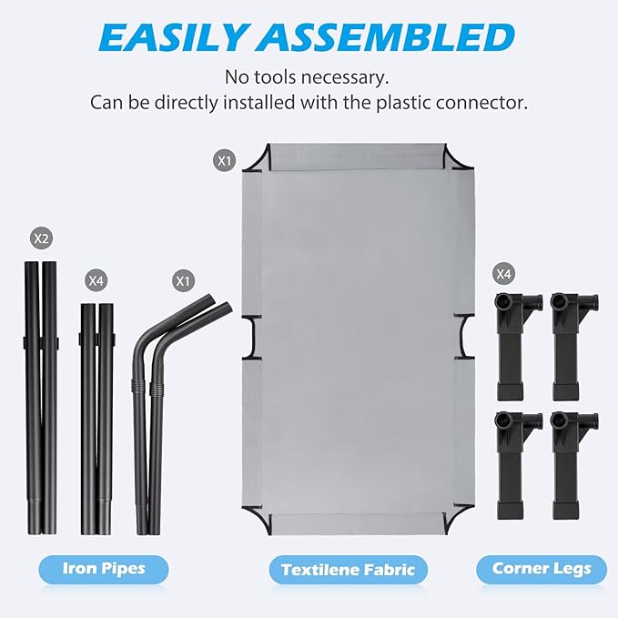 Heeyoo Elevated Dog Bed, Cooling Raised Pet Cot with Chew Proof Washable Breathable Mesh and Metal Frame, Portable Dog Cot Bed with No-Slip Feet for Outdoor or Indoor Use-Mewly Pet