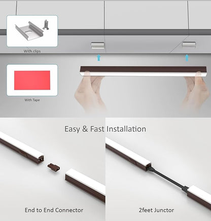 Under Cabinet Lighting Plug in, 16 Inch 1 Pc, Linkable AC120V 3CCT 3000K/4000K/5000K Ultra Slim, LED Under Cabinet Lights for Counter Light, Kitchen, Shelf, Sink, Workshop, Desk, Bronze
