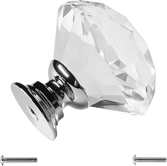 Dynasty 30mm Glass Crystal Dresser Drawer Kitchen Cabinet Door Hardware Knobs Handles - Color | Quantity Choice, Black