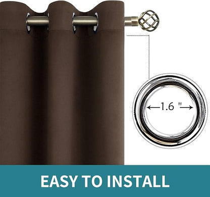 BGment Blackout Curtains for Living Room - Grommet Thermal Insulated Room Darkening Curtains for Bedroom, 2 Panels of 42 x 84 Inch, Brown