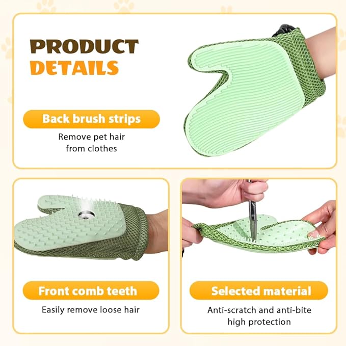 All-in-One Grooming Mist Glove for Pets, Upgrade Efficient Pet Hair Remover Gloves Grooming Spray Comb, Gentle Deshedding Efficient for Dogs & Cats (Pink)-Mewly Pet