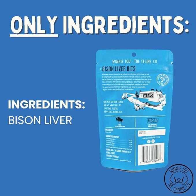 Grass-Fed Bison Liver Bits Cat Treats (Pack of 3) - Single Ingredient, High Protein Cat Food Snacks, Grain Free & Made in USA, with Taurine, Iron & Zinc for Healthy Cats-Mewly Pet