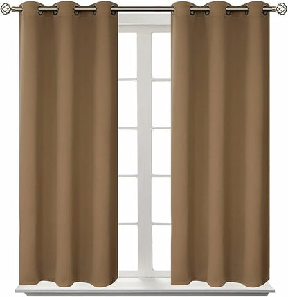 BGment Blackout Curtains for Living Room - Grommet Thermal Insulated Room Darkening Curtains for Bedroom, 2 Panels of 38 x 45 Inch, Taupe