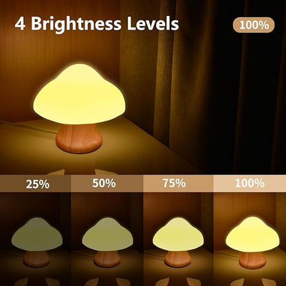 ANGTUO Wooden Mushroom Lamp, 16 Color Changing Mushroom Night Light with Two Remote Controls