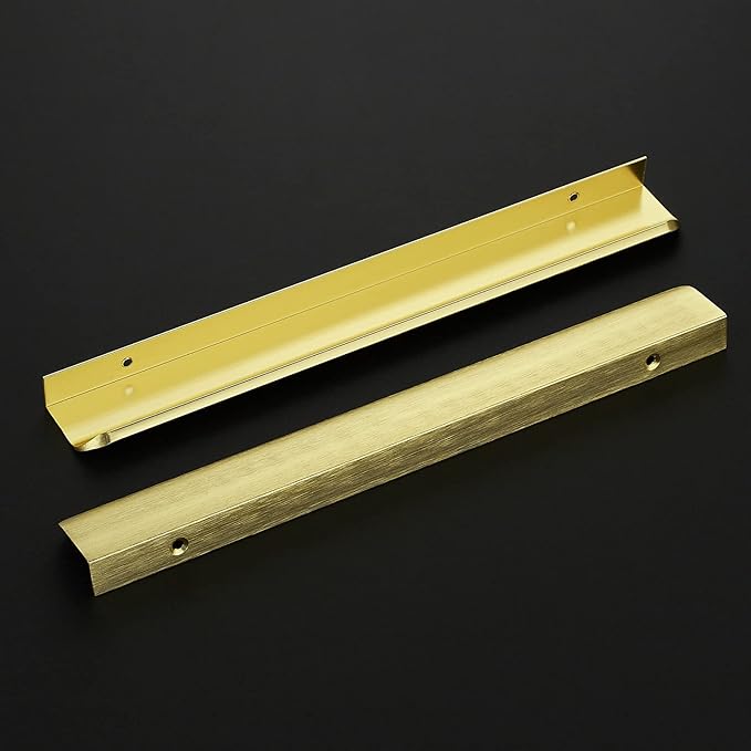 Ravinte Hardware 8 Pack Gold Cabinet Handles, 11.8 Inch (300mm) Finger Edge Pulls, 8.8 Inch Hole Center, Finger Pulls for Cabinets