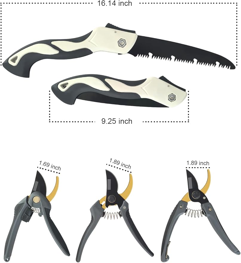 4 Piece Gardening Scissors Folding Saw and Pruner Set Sharp Hand Garden Clippers Set with Folding Pruner Saw-Mewly Pet