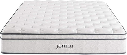 Modway Jenna 10” Innerspring and Memory Foam California King Mattress With Individually Encased Coils, White