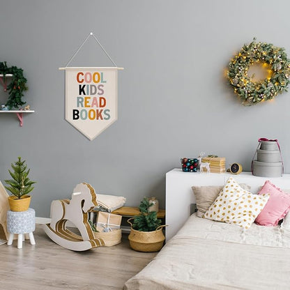 Library Decor Book Themed Party Decorations Reading room Decor Canvas Hanging Pennant Flag Banner Wall Sign Decor Gift for Reading Corner Bedroom Playroom Game Room Front Door