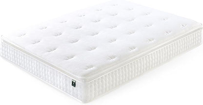ZINUS 13 Inch Euro Top Pocket Spring Hybrid Mattress, Queen, Pressure Relief, Pocket Innersprings for Motion Isolation, Mattress in A Box
