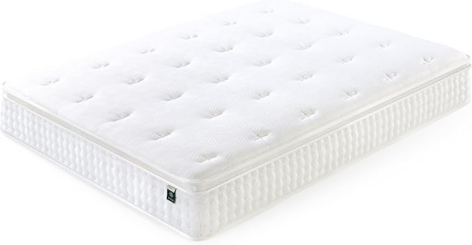 ZINUS 12 Inch Euro Top Pocket Spring Hybrid Mattress, Twin, Pressure Relief, Pocket Innersprings for Motion Isolation, Mattress in A Box