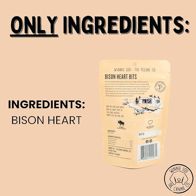 Grass-Fed Bison Heart Bits Cat Treats (Pack of 3) - Single Ingredient, High Protein Cat Food Snacks, Grain Free & Made in USA, with Taurine, Iron & Zinc for Healthy Cats-Mewly Pet
