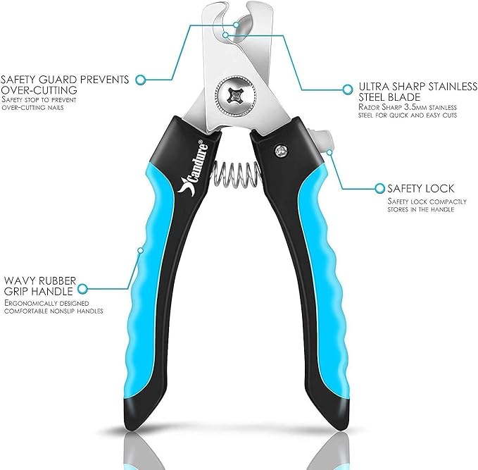 Candure Dog Nail Clippers and Trimmer with Safety Guard to Avoid Over-Cutting Toe Nails Professional Grooming Pet Nail Clipper with Nail File for Small Medium-Large Breeds-Mewly Pet