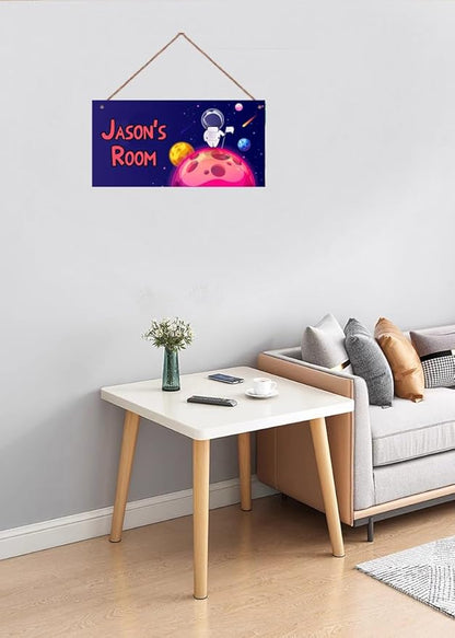 Personalized Universe Sign Aerospace Stars Themed For Kids Room Door Art Decor For Little Man Cave,Custom Name Astronaut Wall Decor Decorative Plate for Boys Girls Bedroom