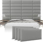 Vänt Upholstered Wall Panels - King/Cal King Size Wall Mounted Headboards - Vintage Leather Light Grey - Twin/King - Set of 4 Panels (Each Individual Panel 39"x11.5")