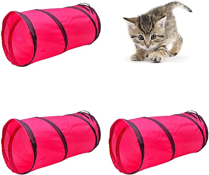 iCAGY Foldable Spiral Cat Tunnel - Indoor Toy for Small Cats, Kittens, and Rabbits - Tube for Interactive Play and Outdoor Fun - Pet Activity Toy 20" 3 Pcs-Mewly Pet