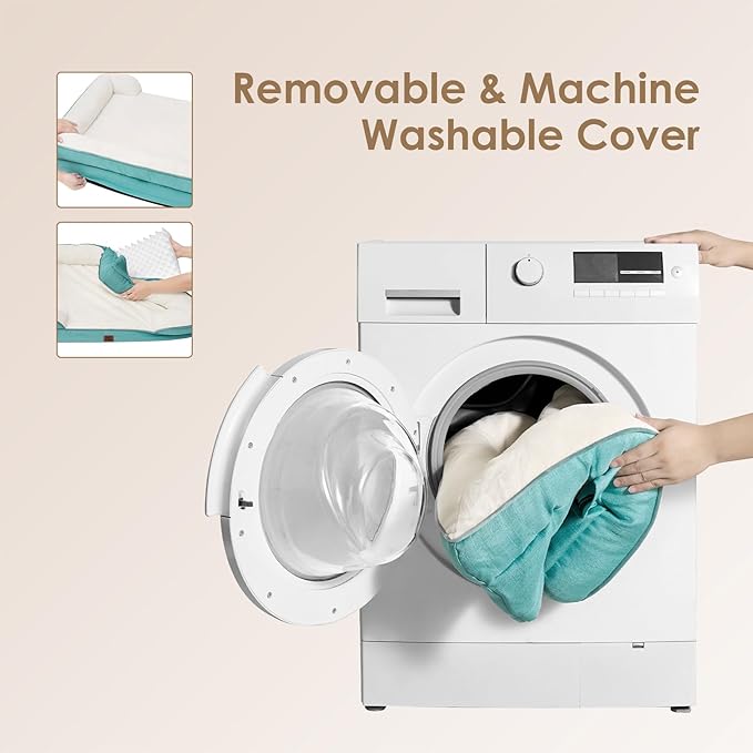 EHEYCIGA Orthopedic Dog Beds for Extra Large Dogs, Waterproof Memory Foam XXL Dog Bed with Sides, Non-Slip Bottom and Egg-Crate Foam Big Pet Couch Bed with Washable Removable Cover, Turquoise Blue-Mewly Pet