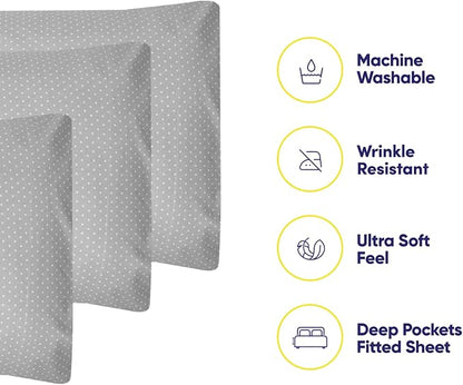 King Size Bed Sheets - 6 Piece 1500 Supreme Collection Fine Brushed Microfiber Deep Pocket King Sheet Set Bedding - 2 Extra Pillow Cases, Great Value, King, Dot Gray