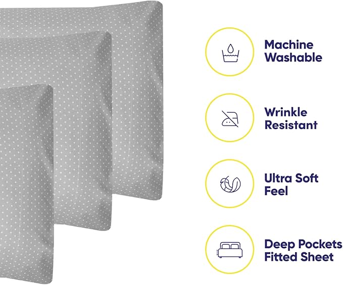 Cal King Size Bed Sheets - 6 Piece 1500 Supreme Collection Fine Brushed Microfiber Deep Pocket California King Sheet Set Bedding - 2 Extra Pillow Cases, Great Value, California King, Dot Gray