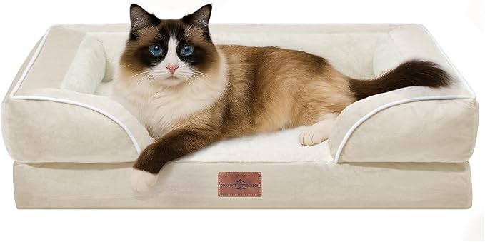 Comfort Expression Small Dog Beds Waterproof Cat Beds Orthopedic Foam Sofa Beds for Small Dogs Comfy Pet Bed with Washable Removable Cover & Non-Slip Bottom(XX-Small,Beige)-Mewly Pet