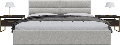 Vänt Upholstered Wall Panels - King/Cal King Size Wall Mounted Headboards - Faux Merino Wool Grey - Twin/King - Set of 4 Panels (Each Individual Panel 39"x11.5")