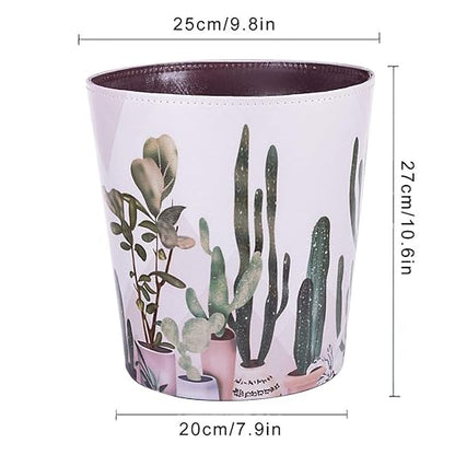 10L/2.64 Gallon PU Leather Trash Can Decorative Waterproof Wastebasket Paper Basket Garbage Bin for Home Office Bathroom