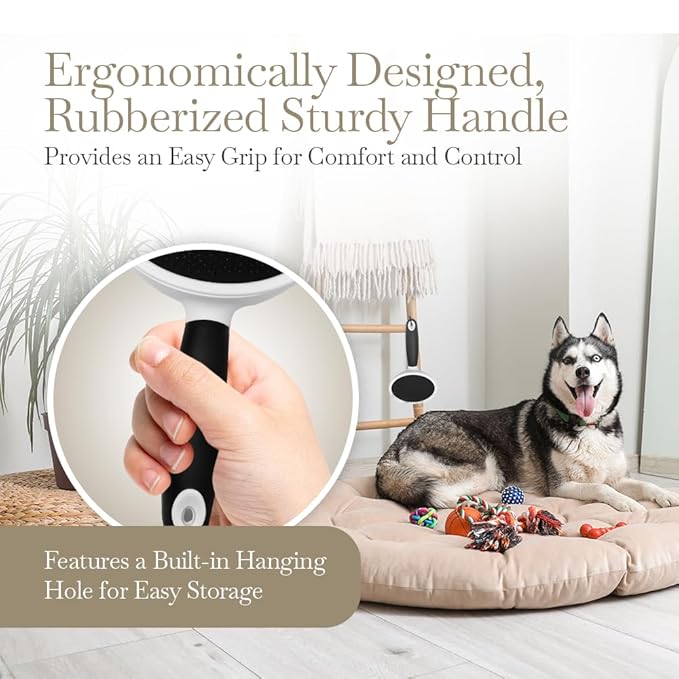 Fuller Brush Slicker Pet Brush - Angled Fine Steel Wires - Ergonomically Designed Rubberized Handle For Comfort & Control - Remove Shedding & Matted Hair - Tool For Grooming Dogs & Cat-Mewly Pet