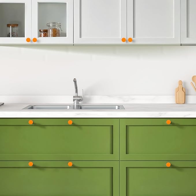 Ravinte 3 Pack Cabinet Knobs Orange Kitchen Cabinet Knobs Round Dresser Drawer Pulls Closet Door Pulls 1-1/5 Inch