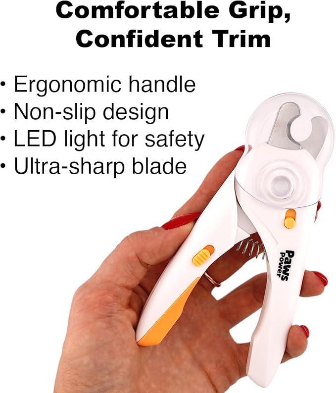 Cat Nail Clipper & Small Dog Nail Clippers with LED Light - Illuminates Nails & Bloodline for Safe, Easy Trimming - Extra Sharp, Avoid Over-Cutting - Essential Cat Supplies, White-Mewly Pet