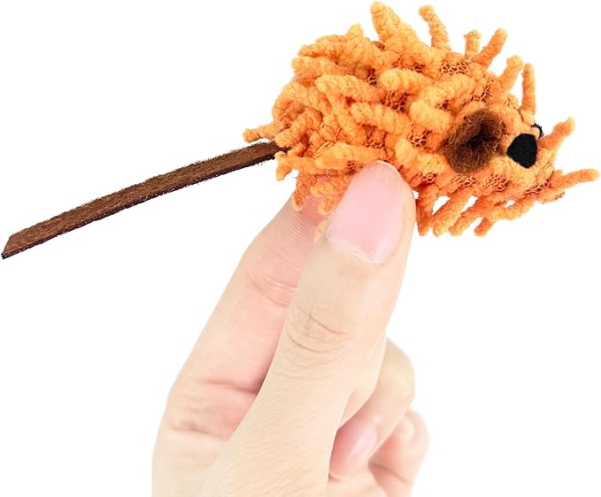 CHIWAVA 27PCS 2" Striped Shaggy Cat Toy Mice with Rattle Assorted Small Mouse Interactive Play for Indoor Cats Mix Color-Mewly Pet