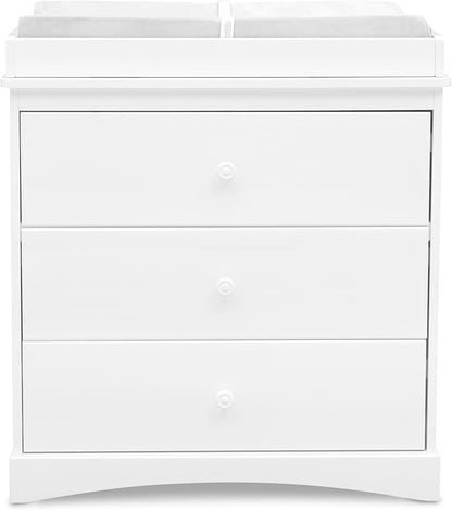 Delta Children Sutton 3 Drawer Dresser with Changing Top and Interlocking Drawers - Greenguard Gold Certified, Bianca White
