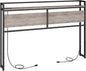 HOOBRO Queen Size Headboard, Headboard with 2 Outlets and 4 USB Ports, Adjustable Height, Storage Rack, Sturdy and Stable, Easy Assembly, Greige and Black