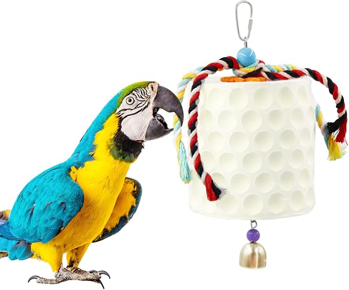 Extra Large Bird Chewing Toy, Parrot Beak Grinding Calcium Stone with Bells, Bird Cage Accessories, Cage Toys for Cockatiel Parakeet Parrot Budgies Rat Hamster Chinchilla Rabbit Bunny African Grey-Mewly Pet