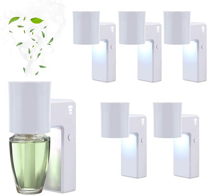 6 PCS Wall Fragrance Plug in with Night Light and Oil Diffuser Plug with Upgraded Fragrance Concentration Control, Compatible with Bath and Body Works WallFower for Home, White