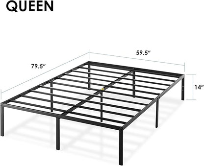 Best Price Mattress 14 Inch Metal Platform Beds w/ Heavy Duty Steel Slat Mattress Foundation (No Box Spring Needed), Queen, Black