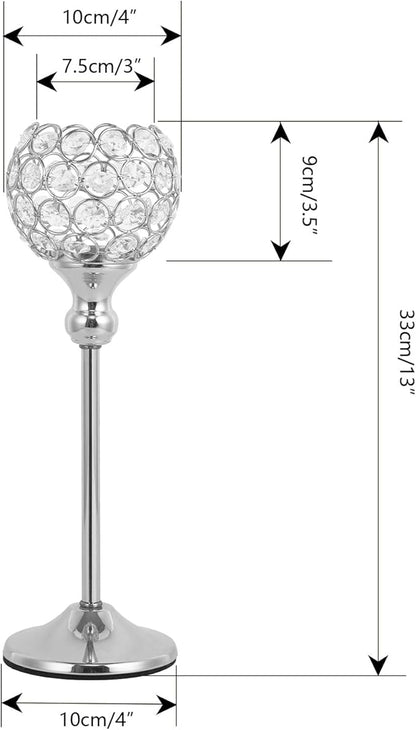 VINCIGANT 8PCS Crystal Candle Holders for Table Centerpiece，Bling Decor Gold Vases for Centerpieces Votive Crystal Candle Holders for Dinner Table Room Party Rhinestone Decorative