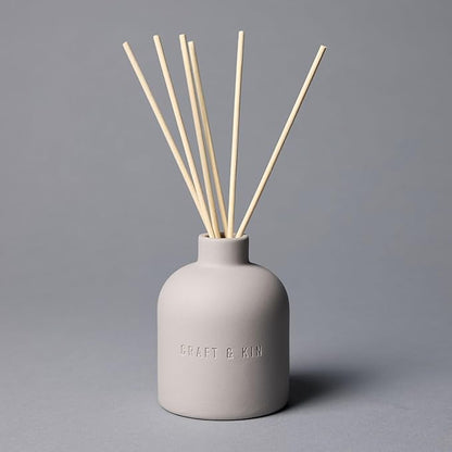 Craft & Kin Christmas Reed Diffuser for Home & Bathroom – Rose & Oud Holiday Reed Diffuser Set with Fragrance Sticks, Long-Lasting Alcohol-Free Scent, Earthenware Collection, 6.7oz