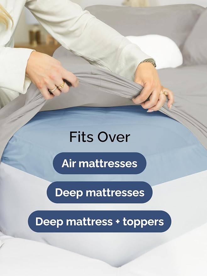 Extra Deep Twin Sheet Set - 4 Piece Breathable & Cooling Sheets - Hotel Luxury Bed Sheets Set - Easy & Secure Fit - Soft, Wrinkle Free & Comfy Sheets Set - Light Grey Sheet Set with Extra Deep Pockets
