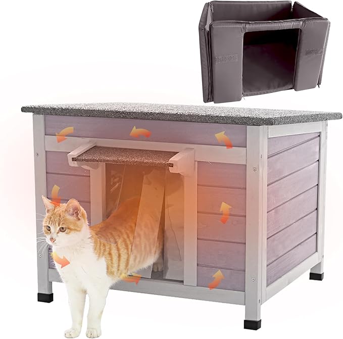 Cat House for Outdoor Cats Insulated Feral Kitty Shelter with Warm Liner for Winter Waterproof Rabbit Hutch for Bunnies,Cats-Mewly Pet