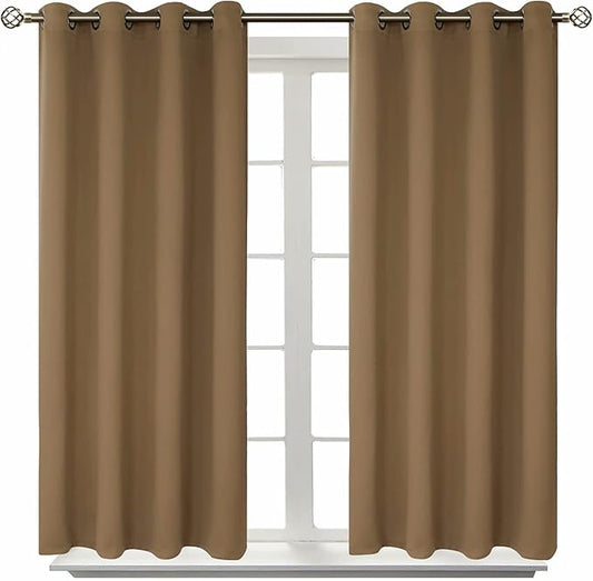 BGment Blackout Curtains for Living Room - Grommet Thermal Insulated Room Darkening Curtains for Bedroom, 2 Panels of 52 x 54 Inch, Taupe