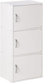 Hodedah Heavy Duty Engineered Wooden 3 Door Enclosed Multipurpose Storage Cabinet with Included Hardware for Easy Assembly, White