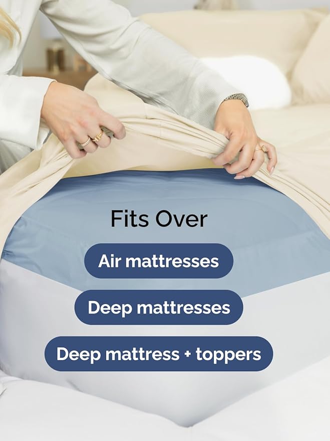 Extra Deep Twin Sheet Set - 4 Piece Breathable & Cooling Sheets - Hotel Luxury Bed Sheets Set - Easy & Secure Fit - Soft, Wrinkle Free & Comfy Sheets Set - Off White Sheet Set with Extra Deep Pockets