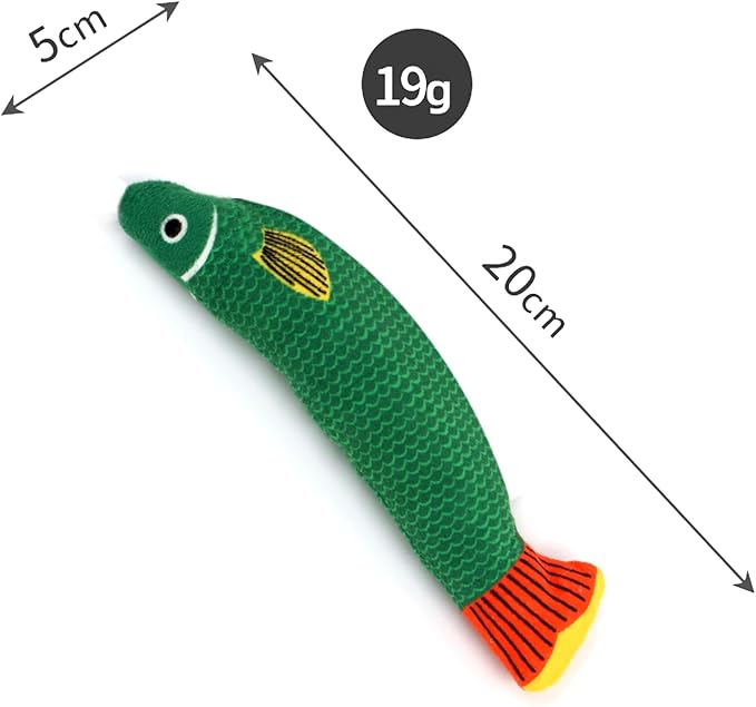 Cat Toys for Indoor Cats, 3 Catnip Fish Kicker with Little Bell Sound and Bonus Rope Toy, Soft and Durable Interactive Cat Fish for Kitten Exercise, Teething, and Play-Mewly Pet